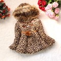 2016 New Winter Baby Girl Warm Outerwear Kids Leopard Faux Fur Coat Toddler Infant Girls Hooded