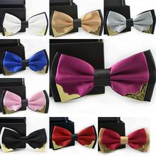 New fashion tuxedo bow tie men red and black tartan groom marry groomsmen wedding party colorful striped butterfly cravats mens
