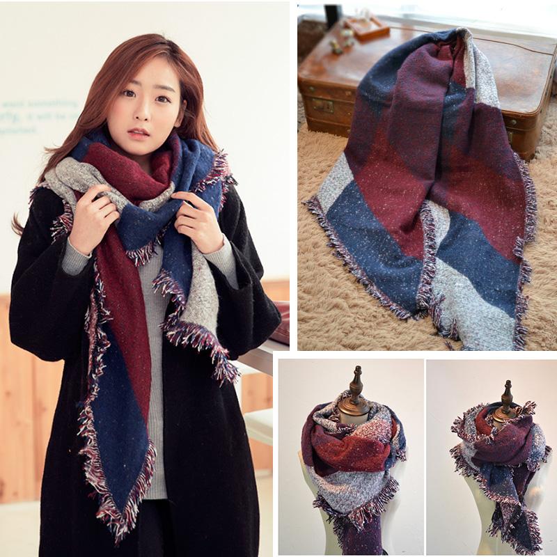 hot cashmere wool scarf women tassel shawl pashmina bufandas thick plaid winter scarves foulard font b