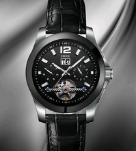 Multi Function Automatic Mechanical watches men luxury brand BOS Stainless Steel black dial Calendar Steel Ceramic