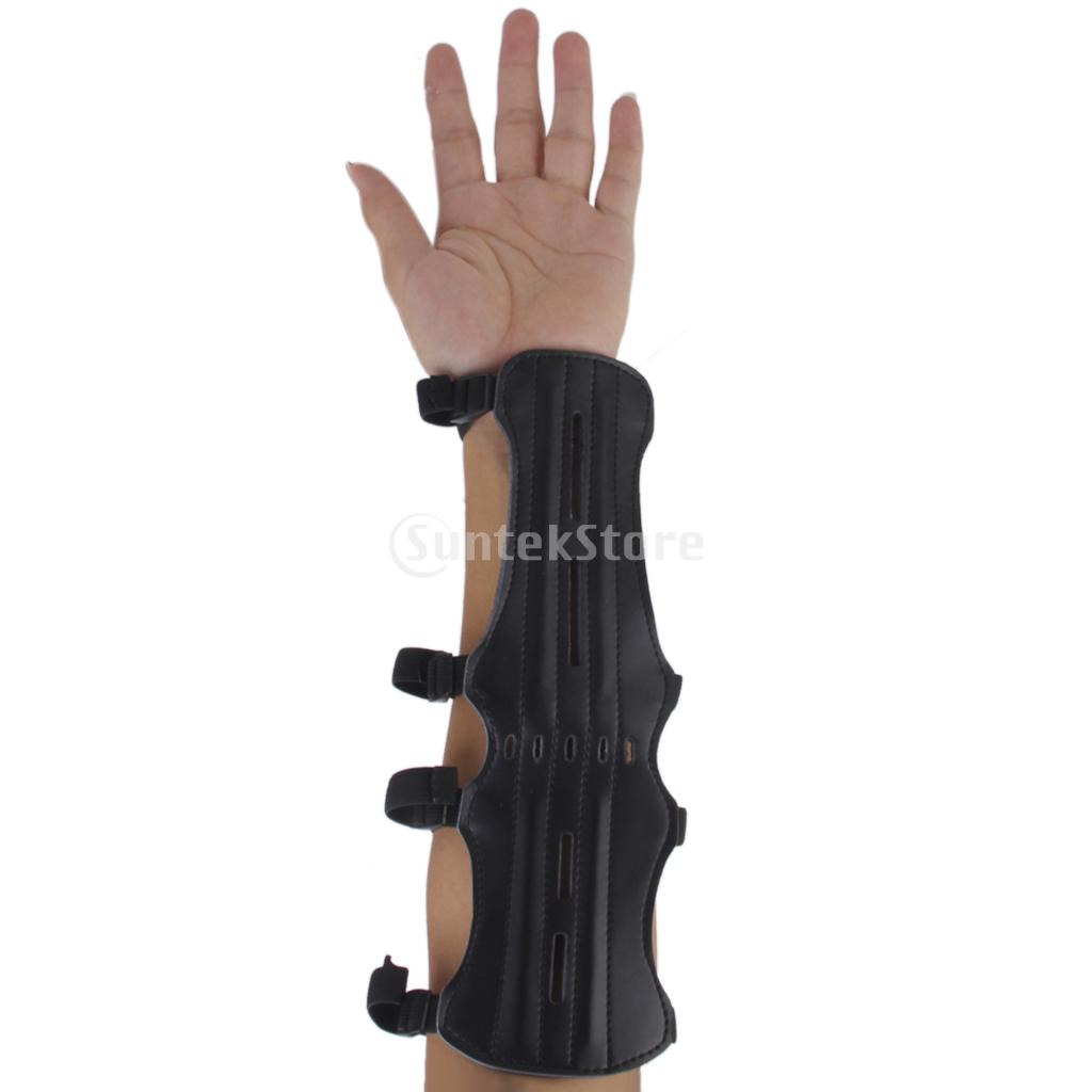 New Arrivals 2015 Artificial Leather Shooting Archery Arm Guard Protection Safe with 4 Straps Free Shipping