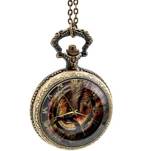 3pcs/lot 2015 New top sale Vintage Hunger Game watch Quartz Pocket Watch With Chain DIY Pendant Necklace gift