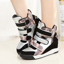 hot 2015 marant shoes women wedge sneakers women Height Increasing Leather wedge high heel sneakers high