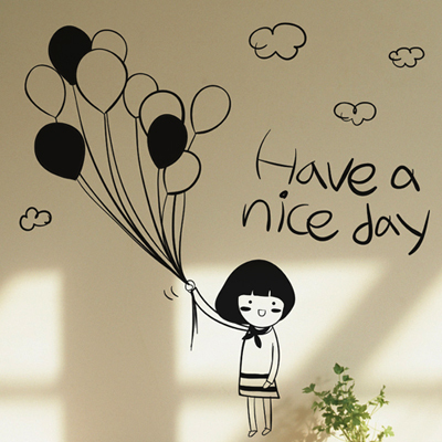 Have a nice day balloon girl girls ' dorms cartoon decoration wall stickers(China (Mainland))