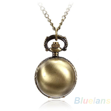 5 Colors Antique Retro Vintage Ball Metal Steampunk Quartz Necklace Pendant Chain Small Pocket Watch For