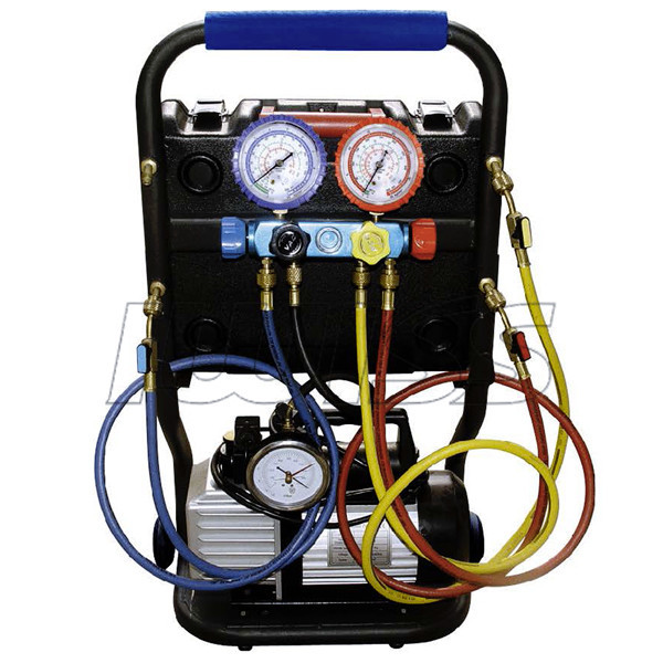 Iwiss Refrigerant AC Charging Station with Vacuum Pump 4 Valve