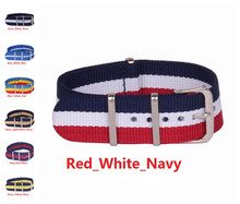 22 mm Multi Color azul marino blanco rojo deportes ejército otan correa de Nylon tejido de la correa de reloj accesorios bandas hebilla de correa 22 mm