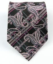 NT0387 Black Pink Paisley Man s New Fashion Jacquard Woven Silk Polyester Tie Classic Business Party