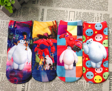1Pairs lot 2015 Children Girls Kids Socks Summer Cotton Big Hero 6 Baymax Boys Socks Cartoon