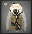 Euro 2016 plus size Natural cotton men parkas autumn winter fashion warm thicken spliced hooded zippers