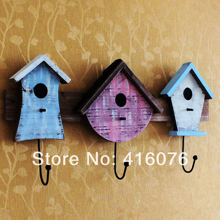 Free-Shipping-Vintage-Wooden-Bird-House-Wall-Shelf-Storage-Wall-Rack 