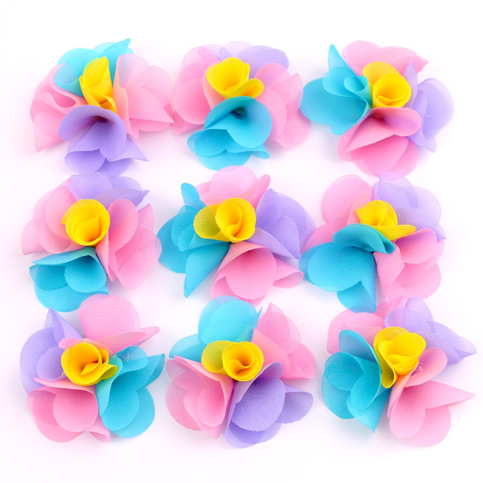 New Arrival Fabric Flowers For Headbands With Flat Back Chiffon Floral DIY Hair Accessories For Hair