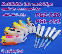 PGI-750PGBK 751BK 751C 751M 751Y Refillable ink cartridge printer IP7270 MG6370 MG5470 MX727 MX927 MG7170 MG5570 MG6470