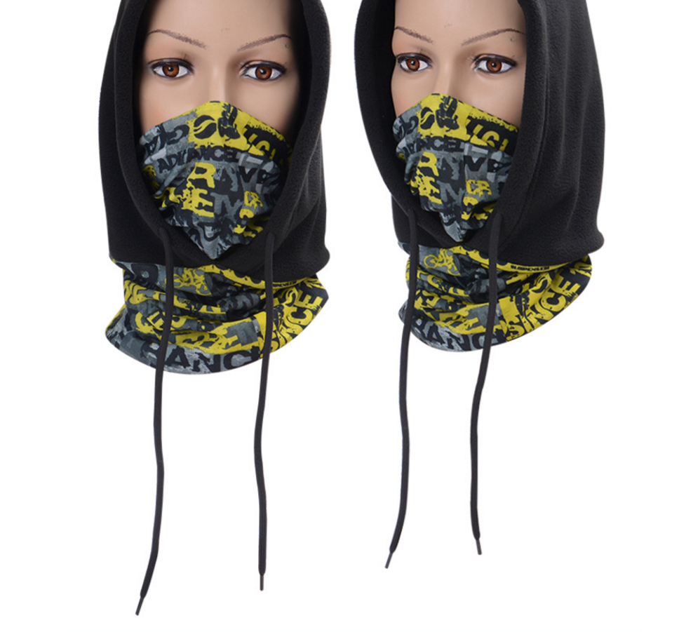 Men Beanie Hat,Multi Function Hooded Scarf Women Fall Winter Velvet Warm Ninja Face Mask Tactical Windproof Ski Cap
