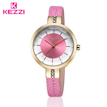 KEZZI Brand Charming Ladies Watches Embossing Floral Leather Strap Wristwatches Japan Quartz Watches for Small Wrist