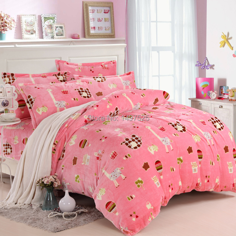 Pink Pattern Bedding | pink pattern of the deer home textile flannel bedding set Pink Pattern Bedding | pink pattern of the deer home textile flannel bedding set