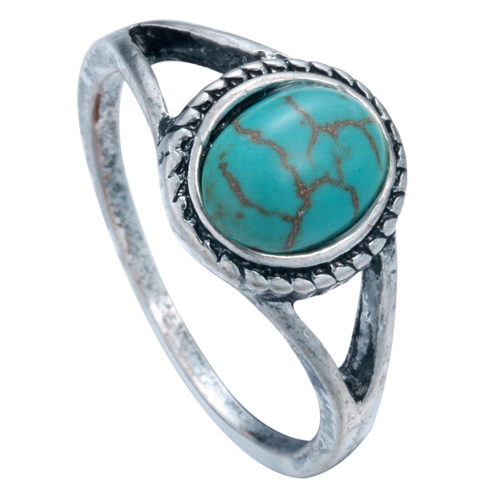 30pcs/lot Silver Natural Decorative Pattern Turquoise Rings Temperament Turquoise Rings For Men ...