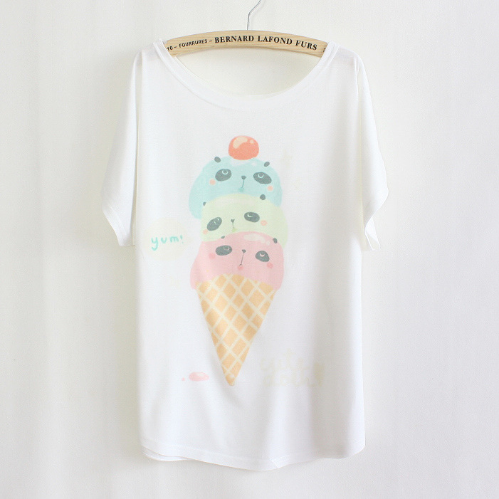 2015 summer cartoon cones women\'s loose batwing sh...