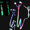 Rainbow Zipper Earphone Luminous Fluorescent glow Headphones Headset With MIC Metal Zipper Earphone For Iphone Samsung