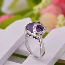 Amethyst Ruby Heart Cristallo Austriaco Ring For Women Vintage Style Jewelry Kristallschmuck Platinum Plated Anillos Ulove