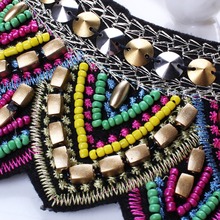 New Colorful Fashion Leaf Rhinestone Resin Short Women Collar Choker Necklace Statement Jewelry N2571