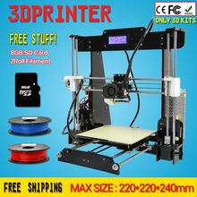 Plus Reprap Prusa I3 Big Size 220*220*235mm High Precision DIY 3d Printer kit with 2 roll Filament 8GB SD card and LCD Guarantee