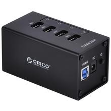 Orico A3H4-BK 4 разъём(ов) алюминиевый концентратор USB 3.0 с 12 В / 2.5A питания для ноутбуков — черный