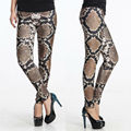 Fancy Python Snake Skin Stretch Leggings Mid Waist Graffiti Skinny 3D Print Designed Polyester Snake Womens