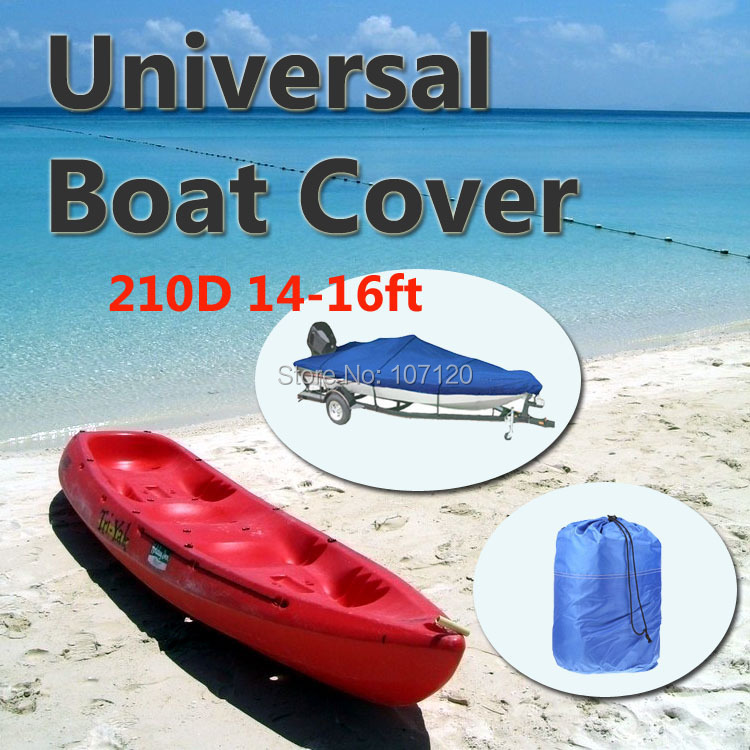 2015 New High Quality 210D Speedboat Camping Fishing Boat Cover 14ft - 16ft Sunproof Fish Waterproof UV Protected - Blue