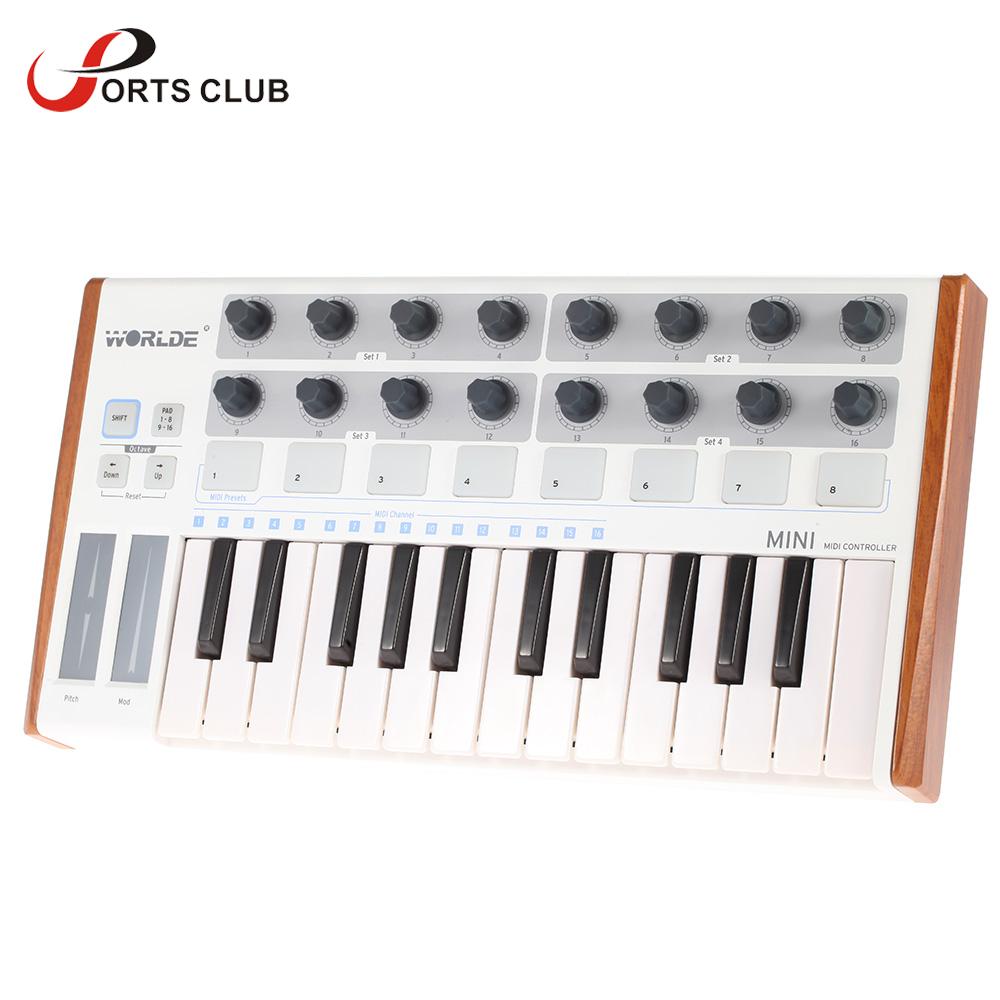 Worlde Panda Mini 25-Key USB Keyboard and Drum Pad MIDI Controller Portable