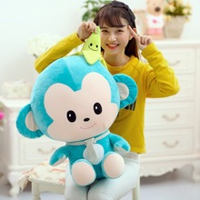 big lovely blue monkey toy banana monkey toy smile monkey toy gift about 50cm