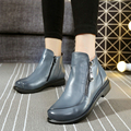 New Autumn And Winter Short Flat Heels Shoes Genuine Leather Martin Boots Side Zipper Women Ankle