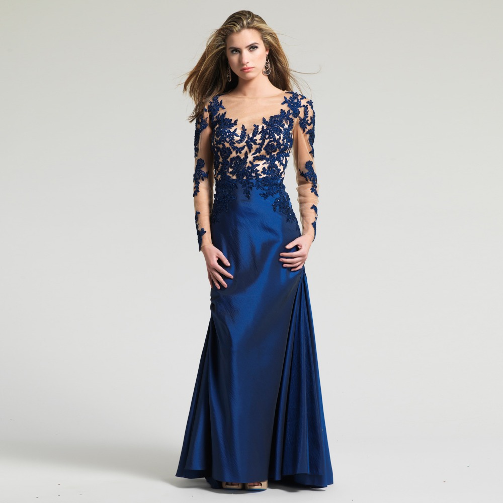 Aliexpress.com : Buy New Royal Blue Lace Elegant Long Sleeve Evening