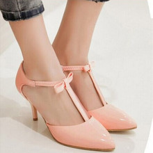 Ladies 2.2″ Sexy pointed toe Elastic Band bow Western style high heel sandals shoes women big size shoes(4 to 12)in 4colors