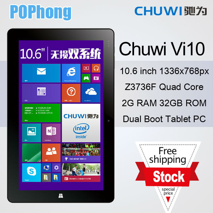 10 6 inch 1366 768 Chuwi Vi10 Tablet In tel Z3736F Quad Core 2GB RAM Dual