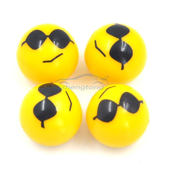Universal Gas Nozzle Cover with PSY Complacent Smiling Face Tire Stem Valve Cap Four Pack (1)