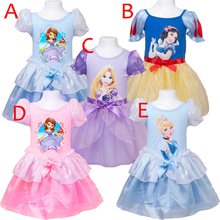Girls Dresses Party Princess Sofia Elsa Dress Snow White Dress Rapunzel Costumes Girls Princesa Cinderella Kids Dress Queen 1pcs