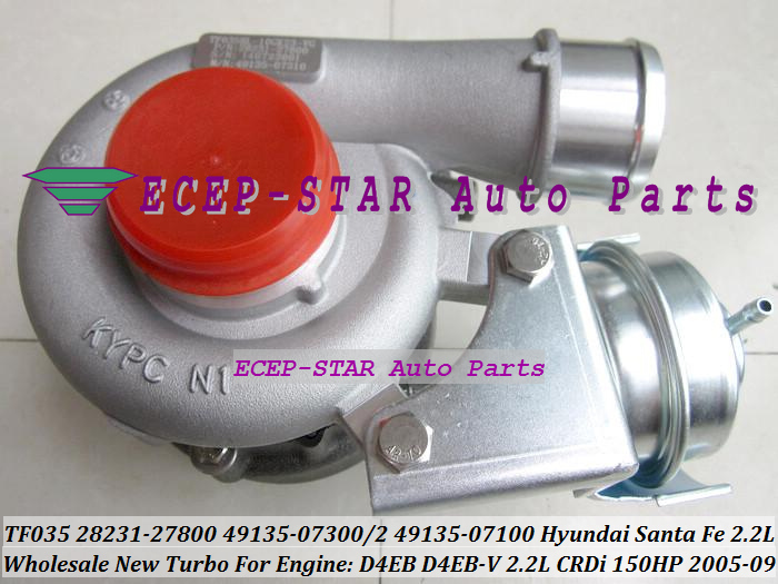 - TF035 28231-27800 49135-07302 49135-07300 49135-07100 Turbo Turbocharger For HYUNDAI Santa Fe 2.2L CRDi 2005-09 D4EB D4EB-V 150HP (1)