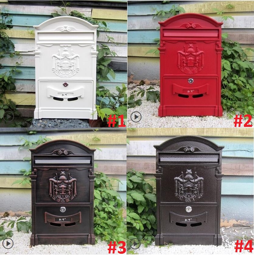 Antique Ancient Waterproof Rust Newspaper Boxes Wall MailBoxes Waterproof Villa Outdoor Postbox Mailbox Dome Decoration