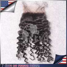 7A Cheap Curly Lace Closure Bleached Knots Brazilian Virgin Deep Curly Human Hair Closure Free Middle