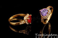 Three color rings free shipping18K Gold plated fill Gorgeous Rhinestone fashion Romantic Love rings for women