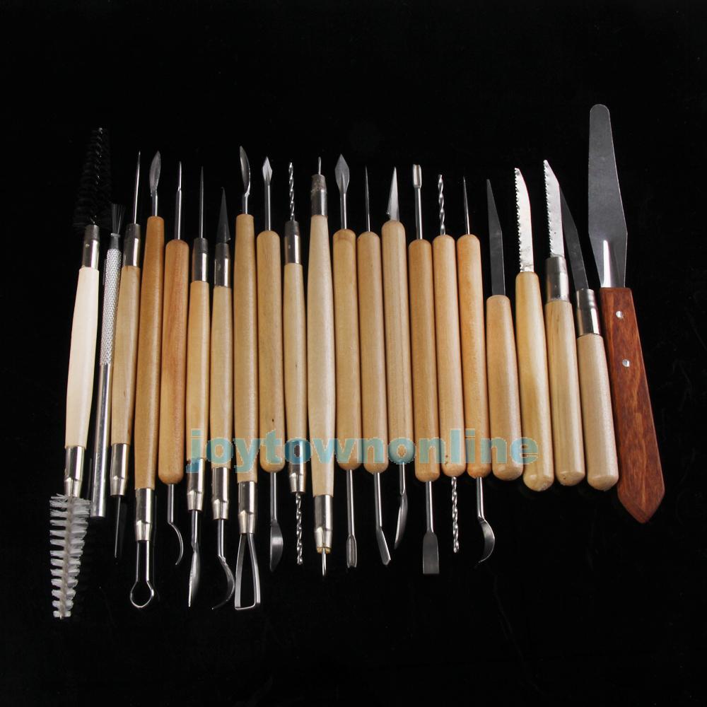 22pcs Stainless Steel and Wooden Handle Clay Pottery Sculpture Tool New Free Shipping