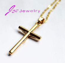 1PCS Jesus Cross Necklace 18K Real Gold Plated Cross Pendant For Women Men Fashion Religious Jewelry