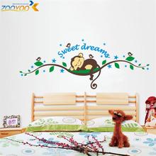 sweet dream cartoon monkey wall stickers for kids room home decorations zooyoo1203 diy bedroom adesivo de parede decal mural art