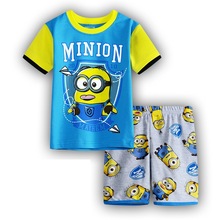 kids spring pajamas New Pyjamas boy girl kids short sleeve pajama set baby minions pajamas sleepwear Despicable Me pyjamas