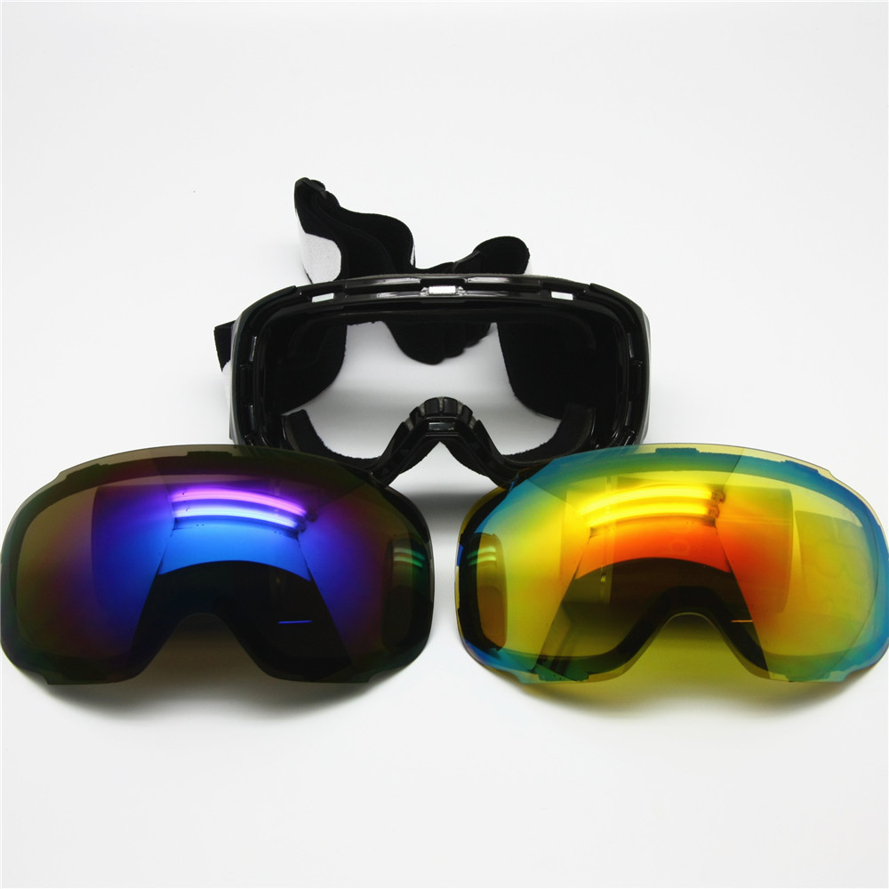 Polarized Ski Goggles Switchable with Optional Cloudy Day Lens by Magnet, Anti fog Snowboard 