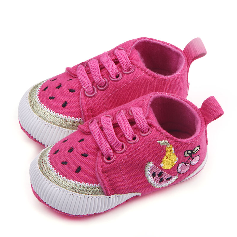 Fancy Baby Girl Canvas Shoes Knited Fruit Patterns Kids Sports Shoes Lace Up First Step Shoes