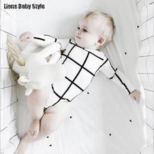 Ins Fashion Designer Plaid Long Sleeve Infant Baby Bodysuits Newborn Baby Boy Clothes Jumpsuit Toddler Onesie Costume