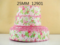 50Y12901 free shipping 1 25mm flowers pattern printed Grosgrain crochet ribbon diy headwear garment accessories
