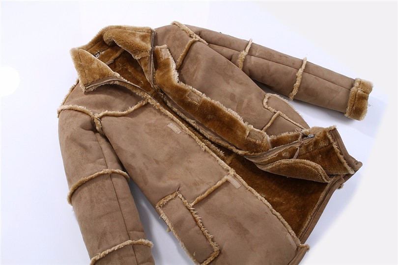 2021 Fall Mens Fur Lined Jacket Thick Warm Winter Leather Jackets Long